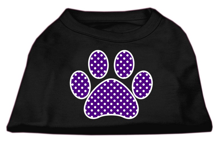 Purple Swiss Dot Paw Screen Print Shirt Black Med